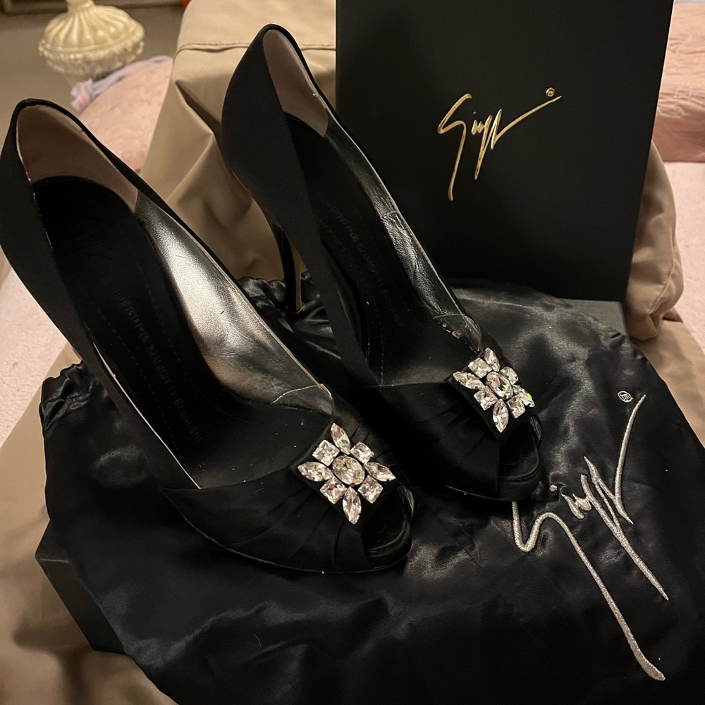 Black Satin with Swarovski Crystal